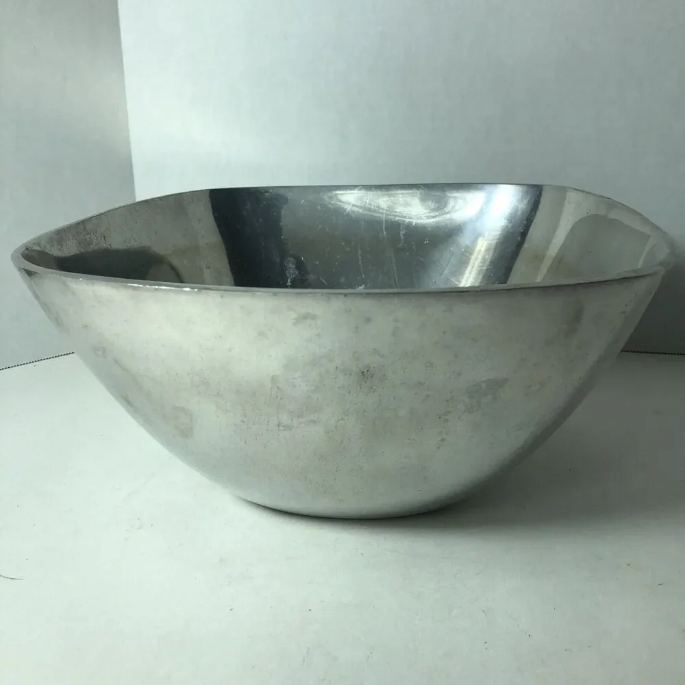 Pottery‎ Barn Bowl Barona Square Silver Large 10.5